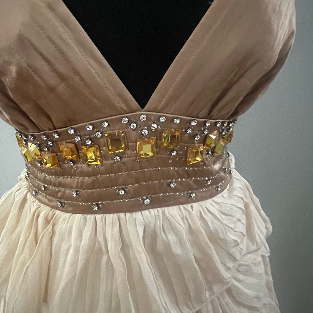 Faith Connexion Champagne Bodice with Ivory Chiffon Dress